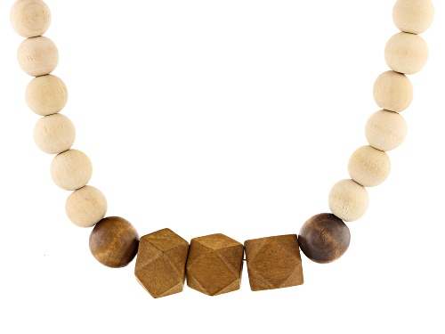 Off Park® Collection Mixed Shapes Wooden Bead Gold Tone Graduated Necklace
