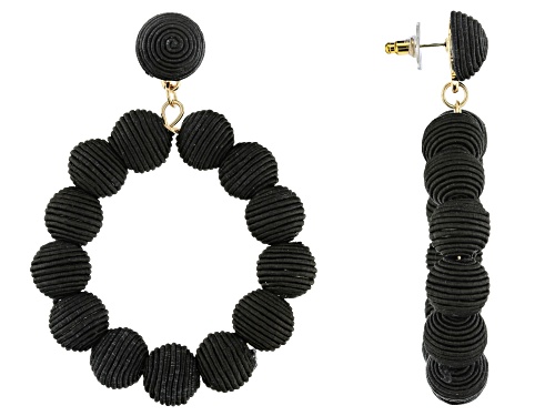 Photo of Off Park® Collection Gold Tone And Black Fabric Bead Hoop Earrings
