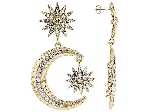 Photo of Off Park ® Collection, White Crystal Gold Tone Celestial Star & Moon Dangle Earrings