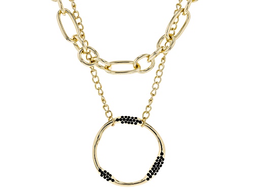 Photo of Off Park ® Collection, Gold Tone Black Crystal Multi- Chain Necklace