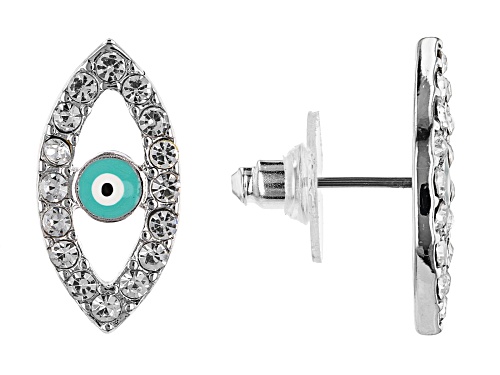Photo of Off Park® Collection White Crystal Evil Eye Silver Tone Stud Earrings