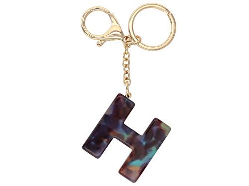 Photo of Gold Tone Blue Resin "H" Initial Key Chain