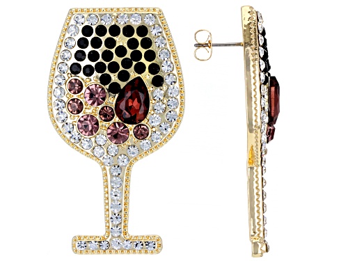 Photo of Multi Color Crystal Gold Tone Wine Glass Earrings