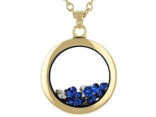 Photo of Dark Blue September Birthstone crystal color gold tone necklace