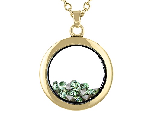 Olive Green August  Birthstone crystal color gold tone necklace