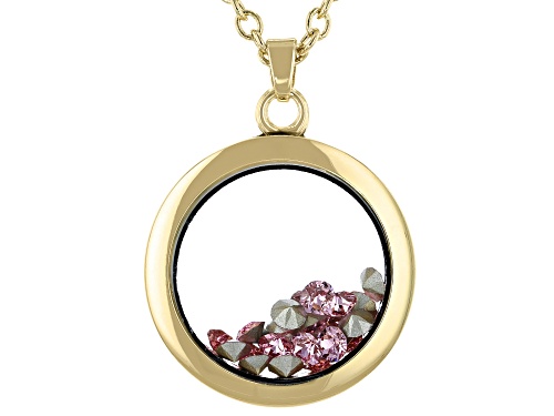 Photo of Pink October Birthstone crystal color gold tone necklace