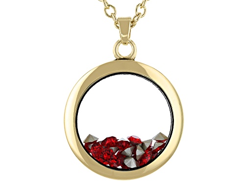 Photo of Raspberry Red January Birthstone crystal color gold tone necklace
