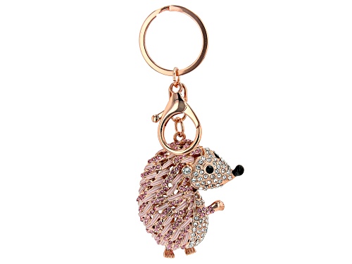 Off Park® Collection, Rose Tone with Pink, White, and Black Crystal Hedgehog Key Chain