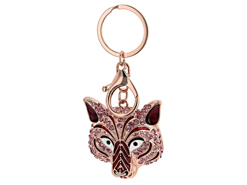 Photo of Off Park® Collection, Rose Gold Tone Pink Crystal Tiger Keychain