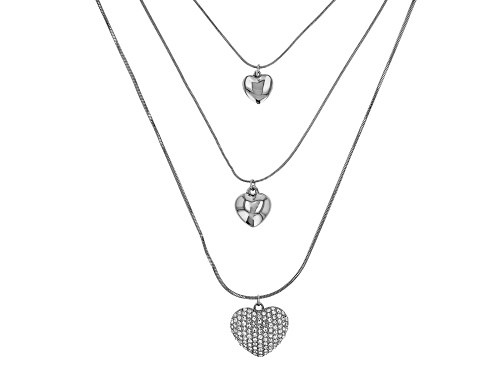 Photo of Off Park ® Collection,  White Crystal Silver tone Heart Necklace