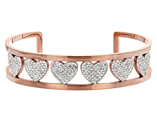 Photo of Off Park ® Collection, White Crystal Rose Tone Heart Cuff Bracelet