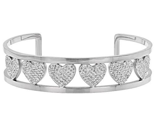 Photo of Off Park ® Collection, White Crystal Silver Tone Heart Cuff Bracelet