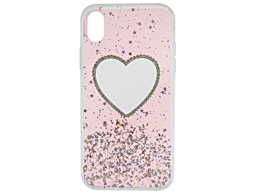 Off Park ® Collection, iPhone XR - White Crystal Pink Heart Cell Phone Case