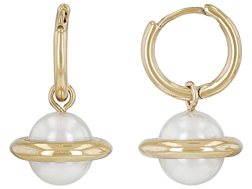 Photo of Off Park ® Collection, Pearl Simulant Gold Tone Planet Dangle Earrings