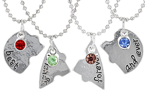 Photo of Off Park® Collection, Crystal Silver Tone "Best Friends Forever and Ever" Set of 4 Pendant W/ Chain