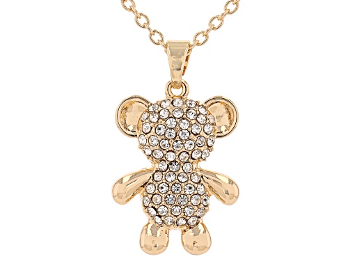 Off Park® Collection, Crystal Gold Tone Teddy Bear Pendant W/ Chain
