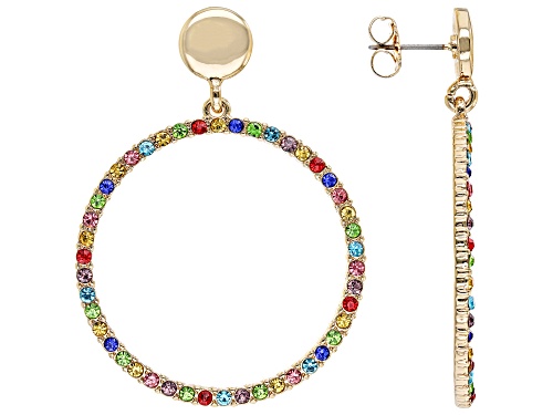 Off Park® Collection, Multi-Color Crystal Gold Tone Celebration Hoop Earrings