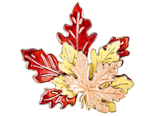 Off Park® Collection, Multi-Color Enamel Gold Tone Fall Leaf Brooch