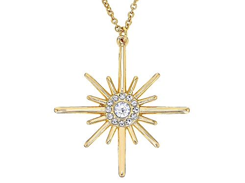 Off Park ® Collection, Round White Crystal Gold tone Star Necklace