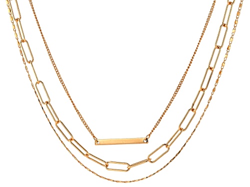 Off Park® Collection Gold Tone Paperclip, Bar Chain Link Set of 3 Necklaces