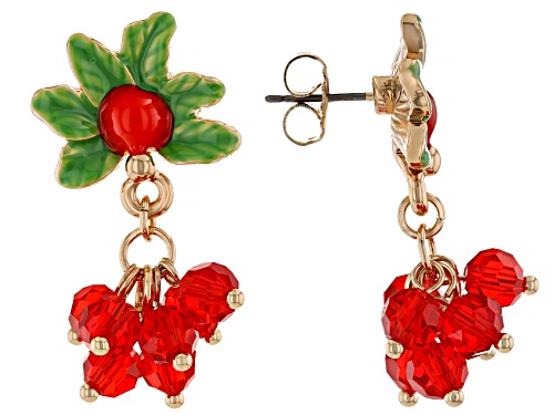 Off Park® Collection Red Acrylic Bead Gold Tone Dangle Earrings
