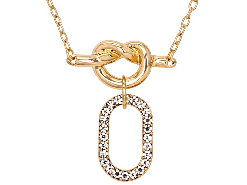 Off Park® Collection White Crystal Gold Tone Knot Drop Necklace