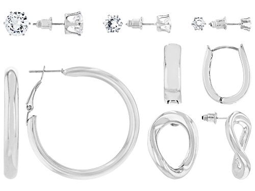 Off Park® Collection White Cubic Zirconia Silver Tone Set of 6 Earrings