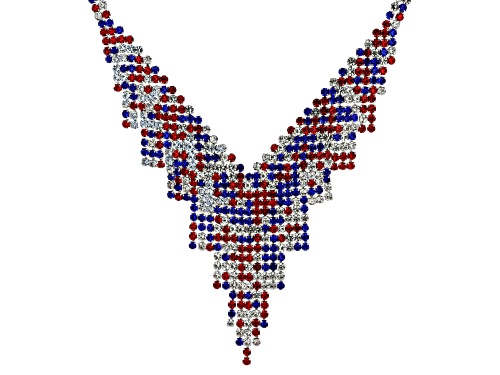 Off Park® Collection Red, White & Blue Crystal Silver Tone Necklace - Size 18