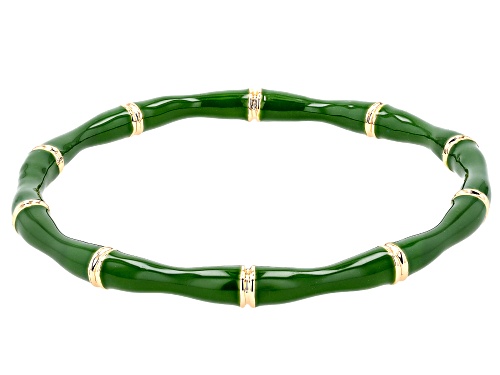 Off Park® Collection Green Enamel Gold Tone Bamboo Style Bangle Bracelet - Size 7.5