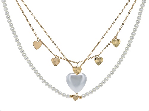 Off Park® Collection White Glass Pearl Simulant Gold Tone Necklace Set of 3