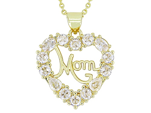 Off Park® Collection White Rhinestone Gold Tone "Mom" Heart Pendant With Chain