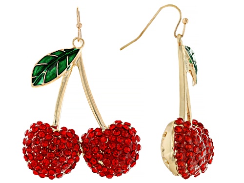 Off Park® Collection Red Crystal Gold Tone Cherry Drop Earrings