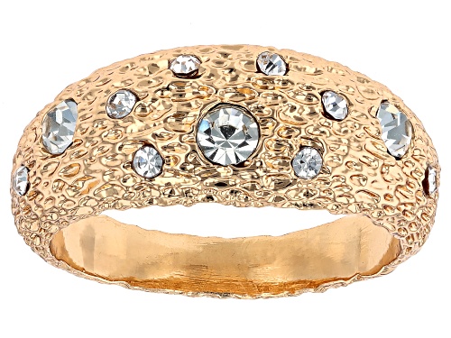 Off Park® Collection White Crystal Gold Tone Textured Band Ring - Size 7