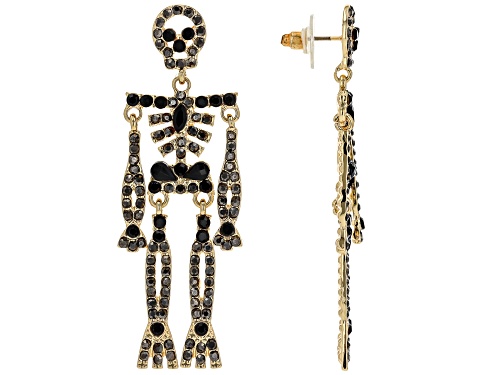 Off Park® Collection Black Glass Gold Tone Skeleton Dangle Earrings
