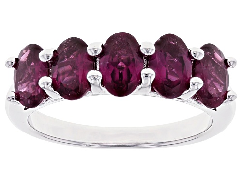 Photo of 2.35ctw Oval Raspberry Color Rhodolite Rhodium Over Sterling Silver Band Ring - Size 8