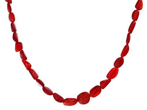 Photo of Tumbled Red Ethiopian Opal Rhodium Over Sterling Silver Bead Necklace - Size 18