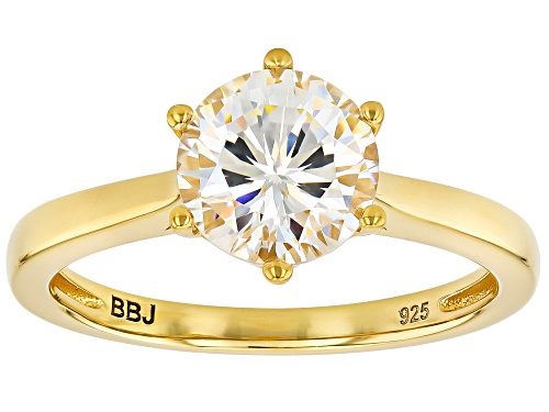 Pre-Owned 2.60CT ROUND GLITTER CUT(TM) STRONTIUM TITANATE 18K YELLOW GOLD OVER SILVER RING - Size 9