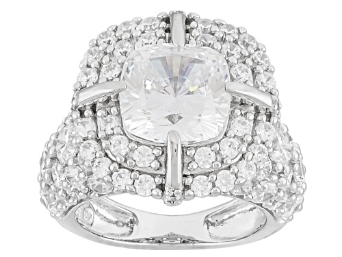 Photo of Pre-Owned Bella Luce ® 12.49ctw Rhodium Over Sterling Silver Ring (6.45ctw Dew) - Size 7