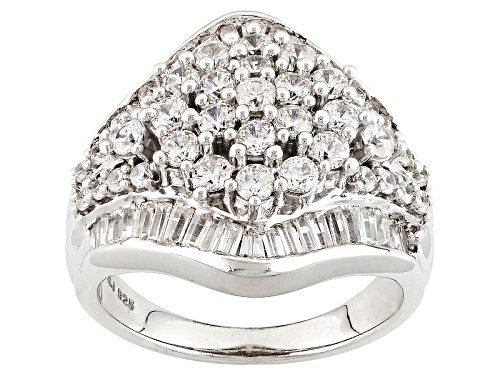 Photo of Pre-Owned Bella Luce ® 3.84ctw Diamond Simulant Rhodium Over Sterling Silver Ring (2.27ctw Dew) - Size 10