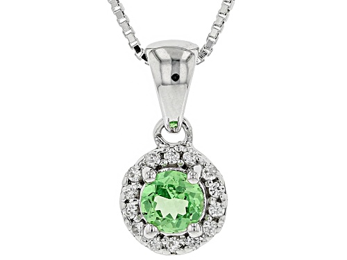 Photo of Pre-Owned .40CTW TSAVORITE GARNET WITH .13CTW WHITE ZIRCON RHODIUM OVER STERLING SILVER PENDANT WITH