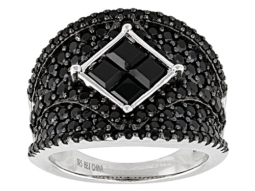 Photo of Pre-Owned 3.39ctw Square And Round Black Spinel Sterling Silver Ring - Size 5