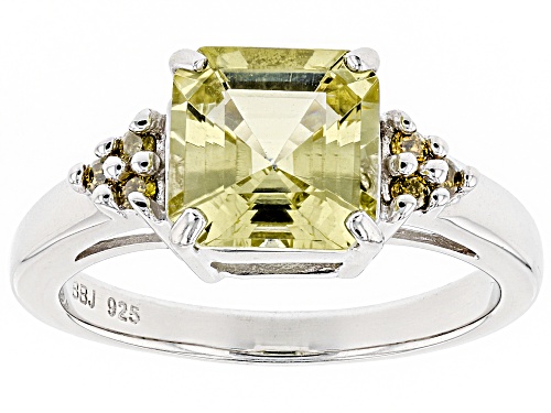 Photo of Pre-Owned 2.11CT SQUARE OCTAGONAL ASSCHER CUT YELLOW APATITE WITH .07CTW ROUND YELLOW DIAMOND SILVER - Size 10