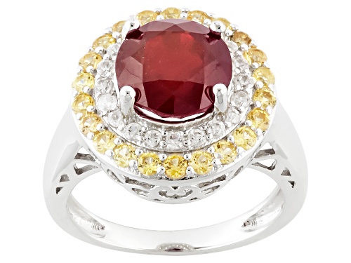 Photo of Pre-Owned 3.28ct Mahaleo® Ruby And .60ctw Yellow Sapphire With .38ctw White Zircon Sterling Silver R - Size 12