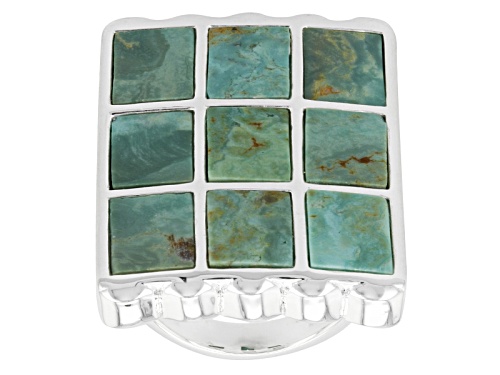 Photo of Pre-Owned  Kingman Turquoise Sterling Silver Over Brass Geometric Ring - Size 5