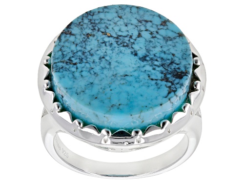 Photo of Pre-Owned Tehya Oyama Turquoise™ 18mm Round Blue Kingman Turquoise Sterling Silver Disc Ring - Size 9