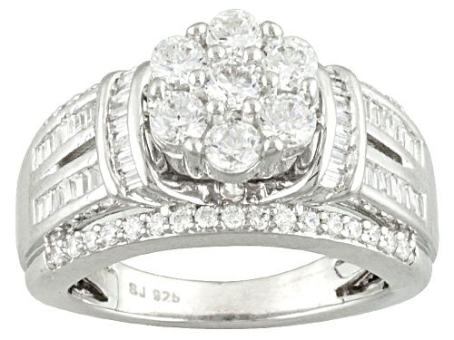 Photo of Pre-Owned Bella Luce ® 2.21ctw Round And Baguette Rhodium Over Sterling Silver Ring - Size 5
