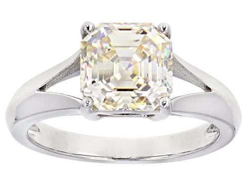 Photo of Pre-Owned 2.40CT ASSCHER CUT FABULITE STRONTIUM TITANATE RHODIUM OVER STERLING SILVER RING - Size 11