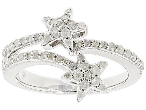 Photo of Pre-Owned 0.50ctw Round White Diamond Rhodium Over Sterling Silver Star Band Ring - Size 6