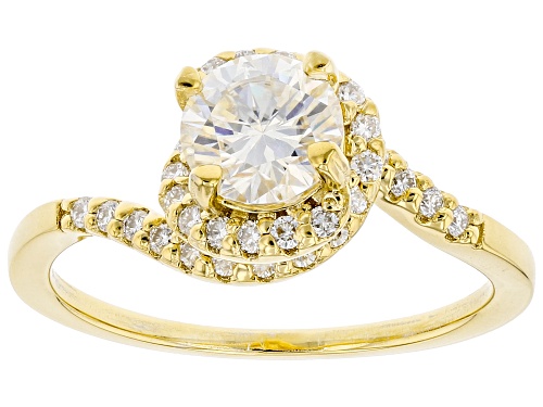 Pre-Owned MOISSANITE FIRE(R) 1.34CTW DEW ROUND 14K YELLOW GOLD OVER SILVER RING - Size 11