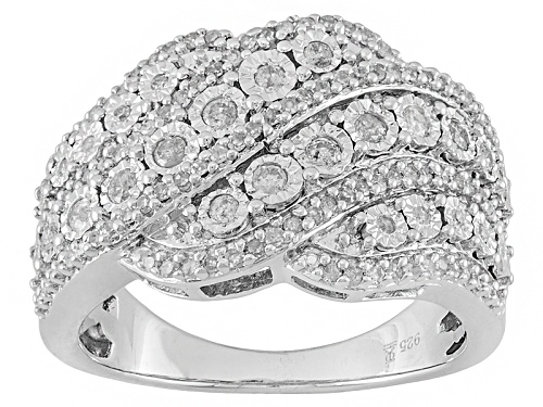 Photo of Pre-Owned Monture Diamond™ .50ctw Round White Diamond Rhodium Over Sterling Silver Band Ring - Size 5